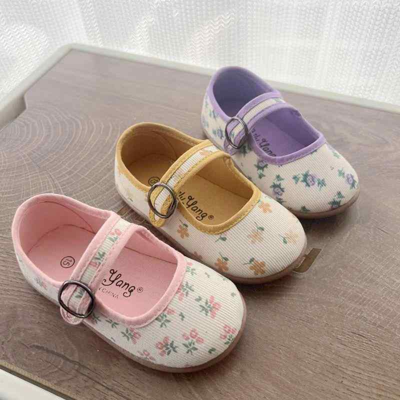 スニーカー キッズ 女の子 幼稚園 コーデュロイ 花柄 室内履き 上履き 柔らかい靴底 滑り止め 1歳 2歳 ..