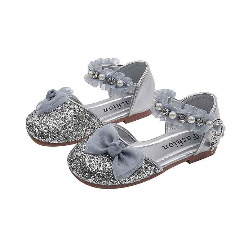 サンダル キッズ 女の子 プリンセス風 ラインストーン パール 蝶結び マジックテープ 幼児 小学生 ゴム..