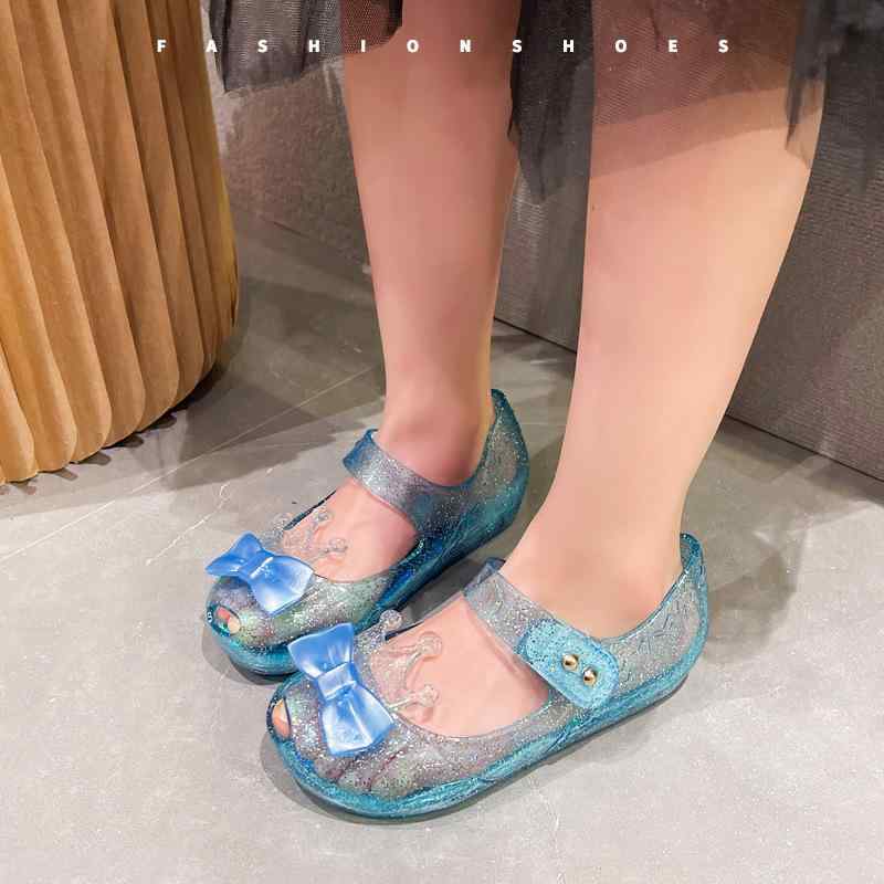 サンダル ガールズ キッズ プリンセスシューズ ローヒール 軟底 ラメ グリッター マジックテープ ビー..