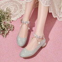 子供靴 女の子 ハイヒール パンプス キッズ フォーマル シューズ プリンセス 靴 クリスタル シルバー ゴールド ピンク 春秋冬 発表会 演奏会 パーティー ...