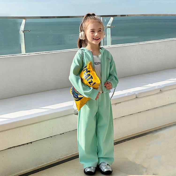 子供用ジャージ 上下セット ガールズ 女児 女の子 スポーツウェア 2点セット 長袖 アウター ロングパンツ 春秋 綿 100 110 120 130 140 150 160 花灰色 豆緑