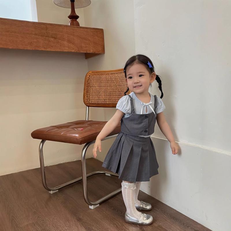 スカート ベビー キッズ 女の子 3点セット 吊りスカート 幼児 子供服 春夏 薄手 80cm 90cm 100cm 110cm..