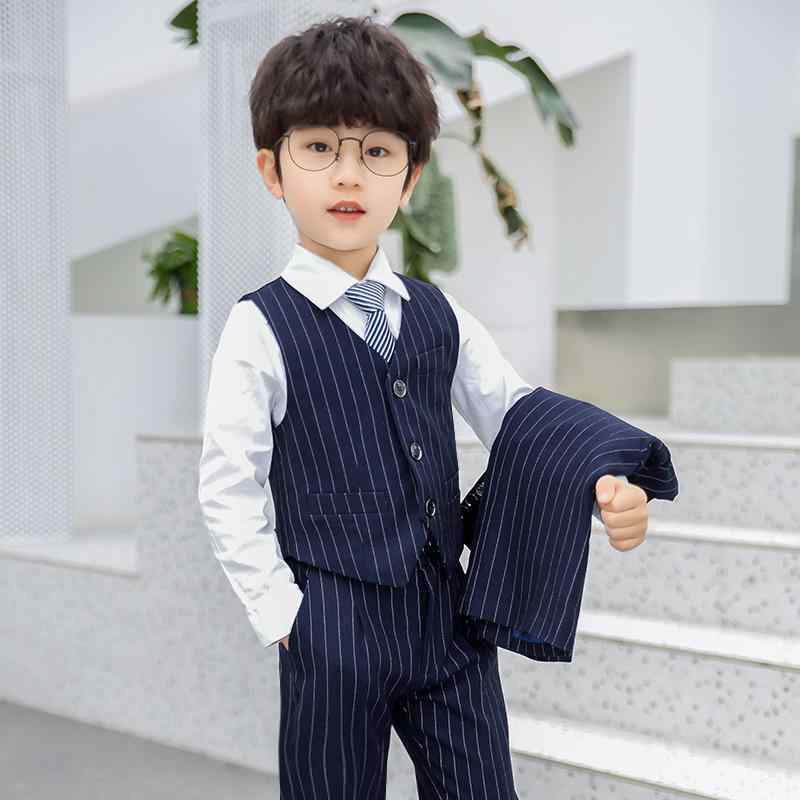 子供用フォーマルスーツ 男の子用 パンツスーツ 春秋 ストライプ ジャケット ズボン 上下セット 4点セット 5点セット 発表会 結婚式 卒園式 入学式 90 ...