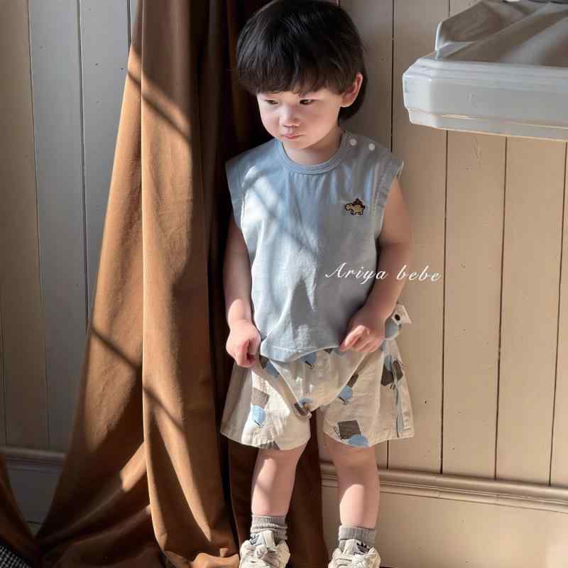 ベビー服 男の子 タンクトップ ショートパンツ 上下セット 夏 綿 幼児 ノースリーブ Tシャツ 短パン 2点セット 73CM 80cm 90cm 100cm