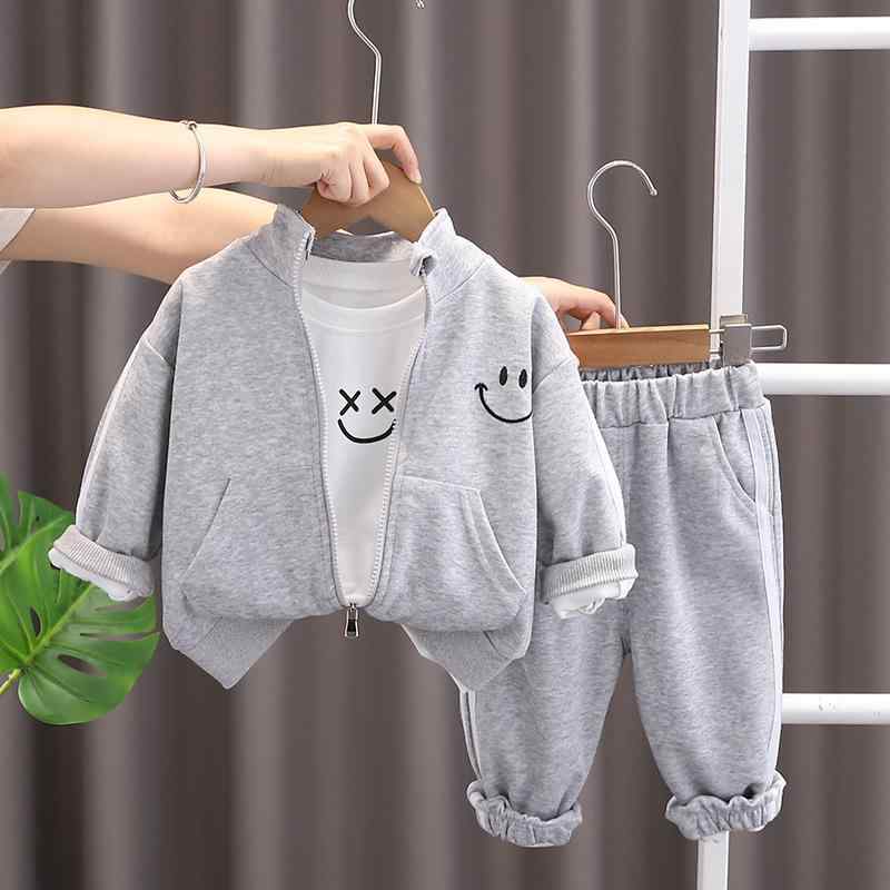 子供用セットアップ キッズ 男の子 ベビー服 春秋 3点セット かわいい 普段着 部屋着 コットン 80cm 90cm 100cm ブラック グレー