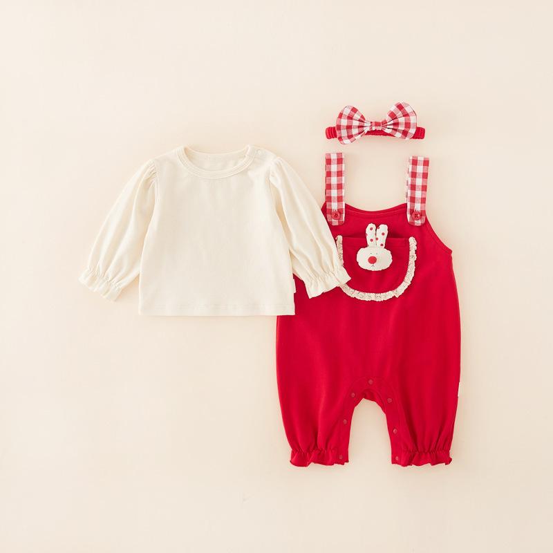 子供服 ベビー服 上下セット 春秋 長袖Tシャツ ズボン 2点セット かわいい 立体的な動物の模様 女の子 幼児 73CM 80cm 90cm 100cm コットン