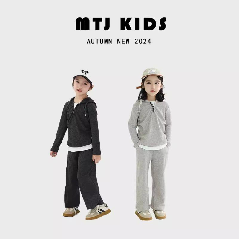 子供用スウェットセットアップ パーカー パンツ 2点セット 女の子 韓国風 カジュアル 長袖 無地 綿 秋..