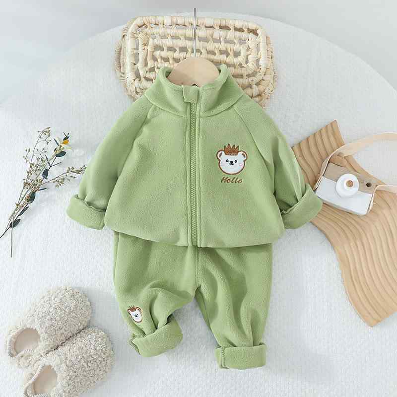 子供用ジャージ 上下セット 春秋モデル ベビー服 2点セット かわいい小熊柄 ジップアップ パーカー ズボン 長袖 男の子 女の子 カジュアル 普段着 部屋着 ピンク系 イエロー系