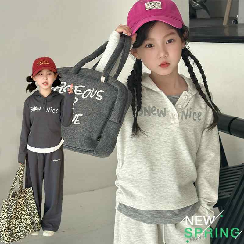 子供用セットアップ 春秋 女の子 2点セット スポーツMIXスタイル ジャージ 上下セット 長袖 薄手 無地 普段着 通学着 グレー系
