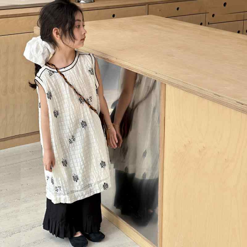 子供用セットアップ ノースリーブワンピース ロングパンツ 2点セット ガールズ 夏物 ミドル丈ワンピース 女の子 かわいい おしゃれ 普段着 お出かけ