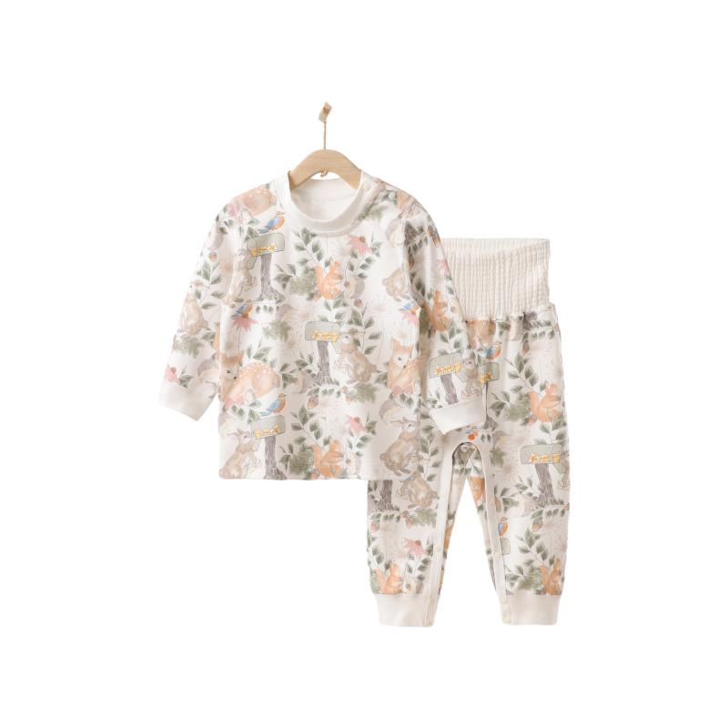 子供用パジャマ A类纯棉 ベビー キッズ 春秋 長袖 トップス ボトムス 上下セット 綿100% 動物柄 吸湿 通気 73CM 80cm 90cm