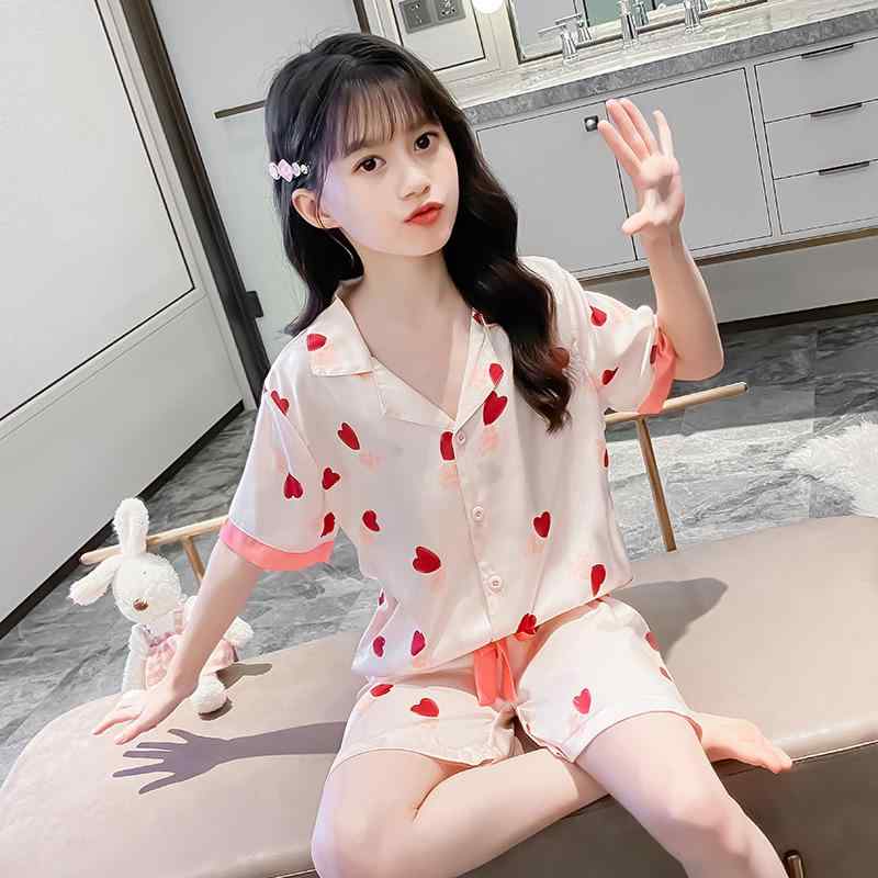 子供用パジャマ 女の子 半袖 薄手 接触冷感 ホームウェア 上下セット ピンク系 110cm 120cm 130cm 140cm 150cm 160cm 170cm(x2)