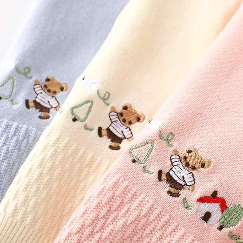 ベビー服 長袖ニットセットアップ 春秋 コットン 刺繍入り トップス ズボン 上下セット かわいい ピンク系