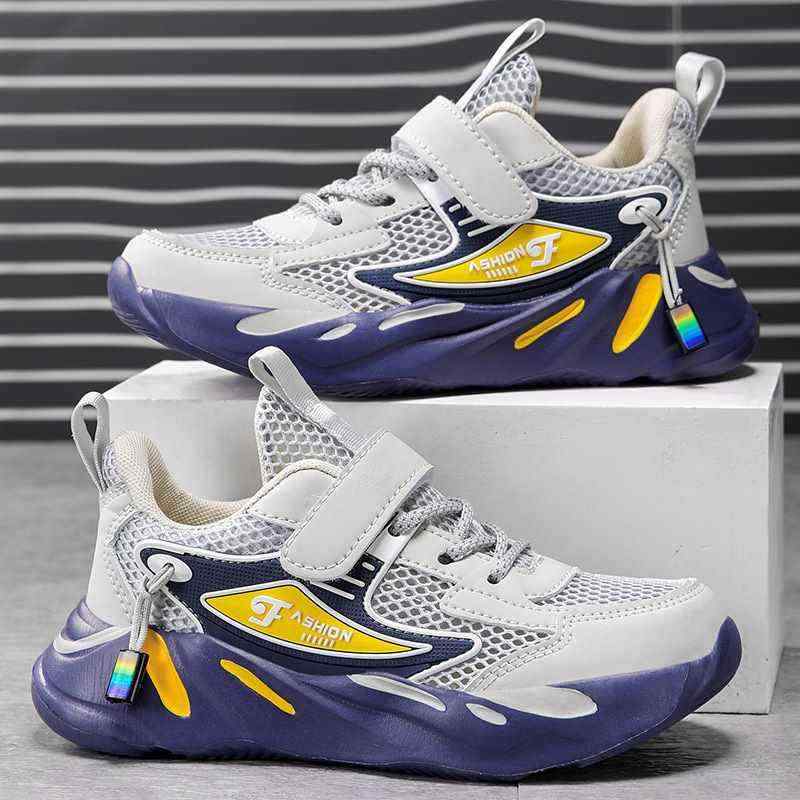 スニーカー キッズ 男の子 子供靴 メッシュ 通気性 運動靴 軽量 滑り止め 7歳 8歳 9歳 10歳 11歳 12歳 春夏 秋 灰色 黒色 紺色 白色