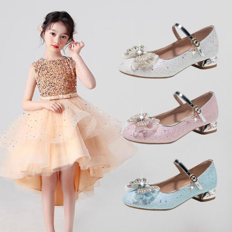 靴 ガールズ キッズ 女の子 子供靴 フォーマルシューズ ローヒール パンプス バレエシューズ 発表会 結婚式 演奏会 入学式 卒業式 ブルー ホワイト ピンク...