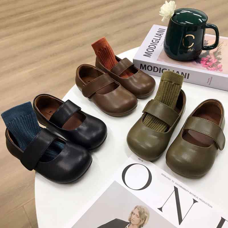 靴/ブーティ キッズ/女の子 子供靴 フォーマルシューズ 柔らかい底 春秋 滑り止め 超繊維 普段履き 黒/ブラック 茶色/ブラウン 緑/グリーン