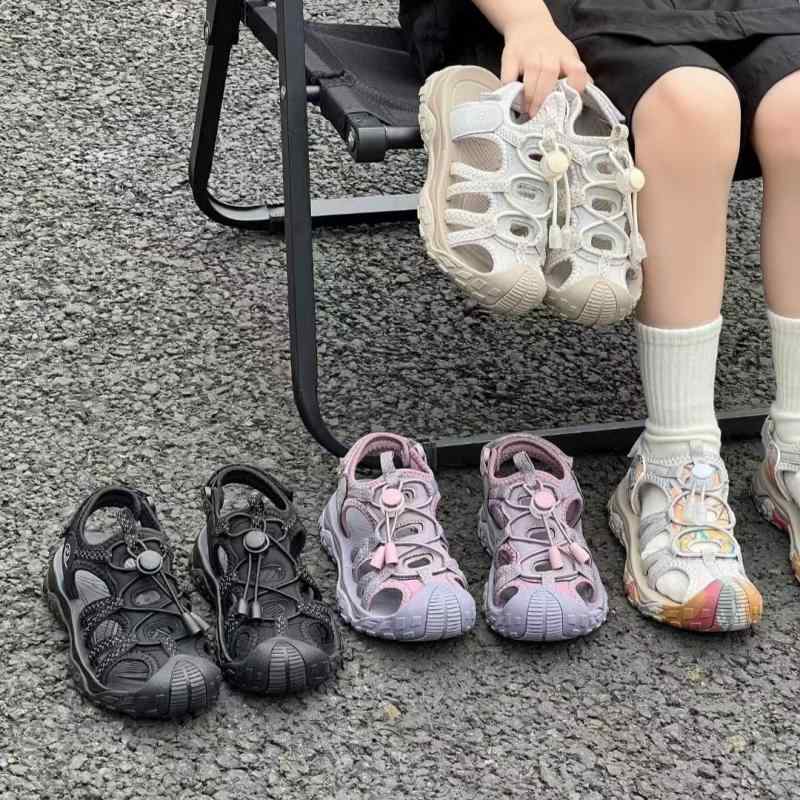 サンダル キッズ 子供 女の子 男の子 スポーツサンダル ビーチサンダル メッシュ 軟底 滑り止め 黒 ベ..