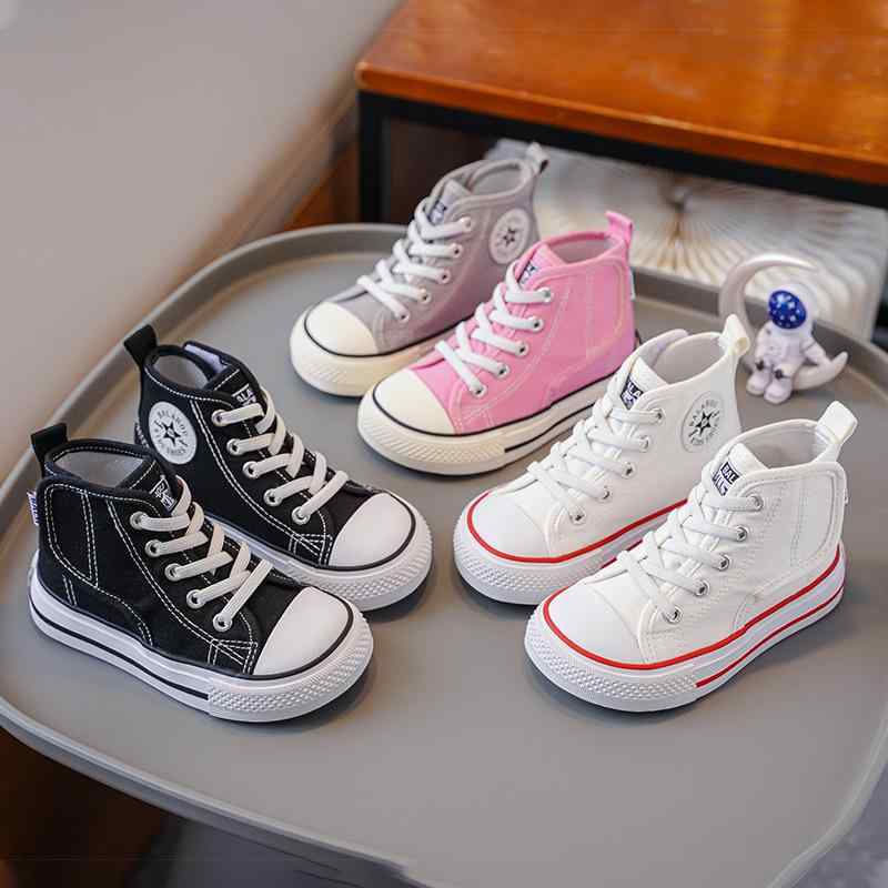 スニーカー キッズ 子供 高帮 帆布 シューズ 男の子 女の子 運動靴 スポーツ カジュアル 黒 白 ピンク グレー 秋 通学 幼稚園 保育園 小学校