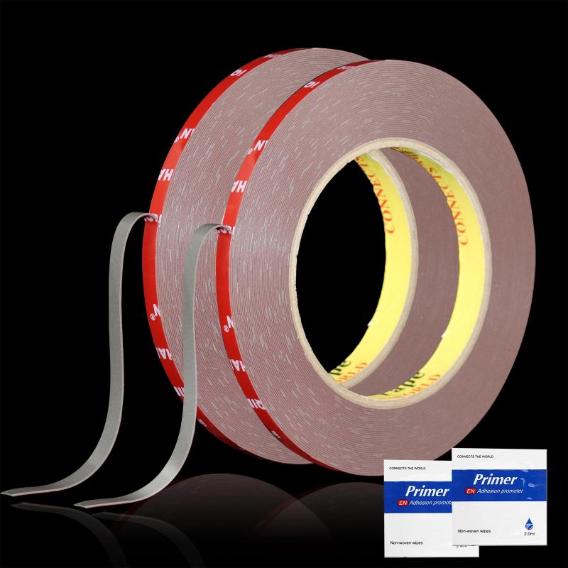 車用両面テープ 強力 幅10mm×厚さ0.64mm 車輛用 超強力 アクリルテープ 薄手タイプ 耐熱 多用途