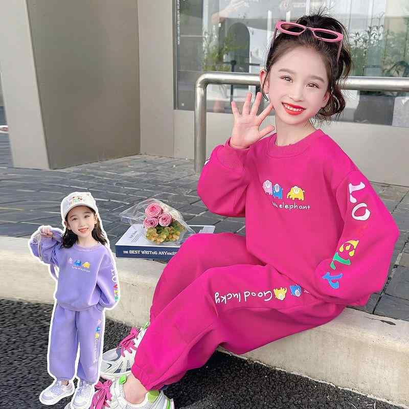 子供用セットアップ スウェット ガールズ 女の子 長袖 トップス パンツ 2点セット 春秋 スポーツスタイル フルーツ柄 ポリエステル混紡 普段着
