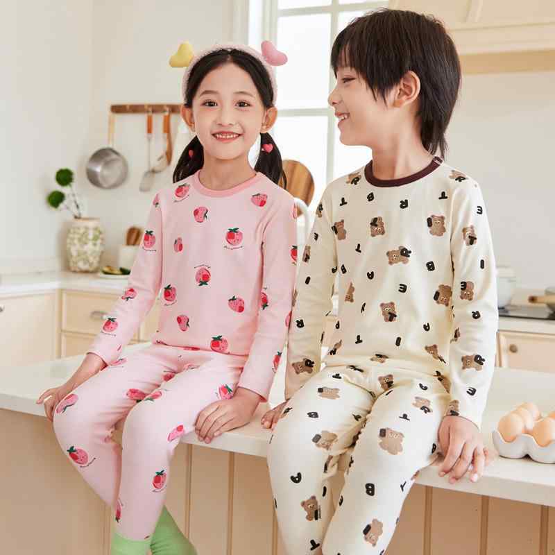 子供用パジャマ 薄手 保温インナー ベビー服 学生肌着 男の子 女の子 綿 秋冬 セットアップ ピンク いちご柄 赤 ドット柄 花柄 グレーグリーン ハリネズミ 青 車 アイボリー レターベア ベージュ 恐竜 きなり色 カエル ブラウン クマ