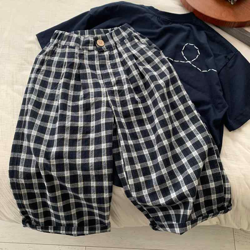 子供用パンツ 春秋 格子柄 コットン ズボン 韓国 カジュアルパンツ ボーイズ 幼児 小学生 男の子 90cm ..