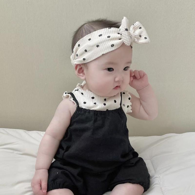 キッズ ベビー服 水玉 ノースリーブ トップス パンツ 上下セット 2点 綿 薄手 幼児 春夏 女の子 ロングパンツ かわいい 73CM 80cm 90cm 100cm