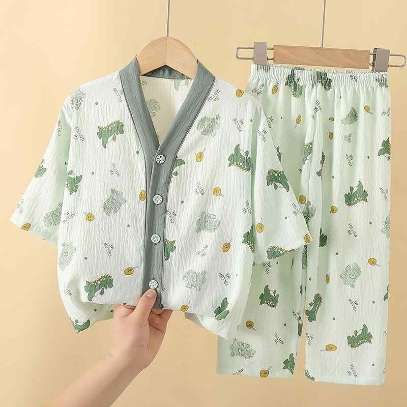 子供用パジャマ 上下セット 薄手 ポリエステル繊維 男の子 女の子 ベビー キッズ ルームウェア 恐竜 雲 小花 小熊 イチゴ ウサギ 春夏