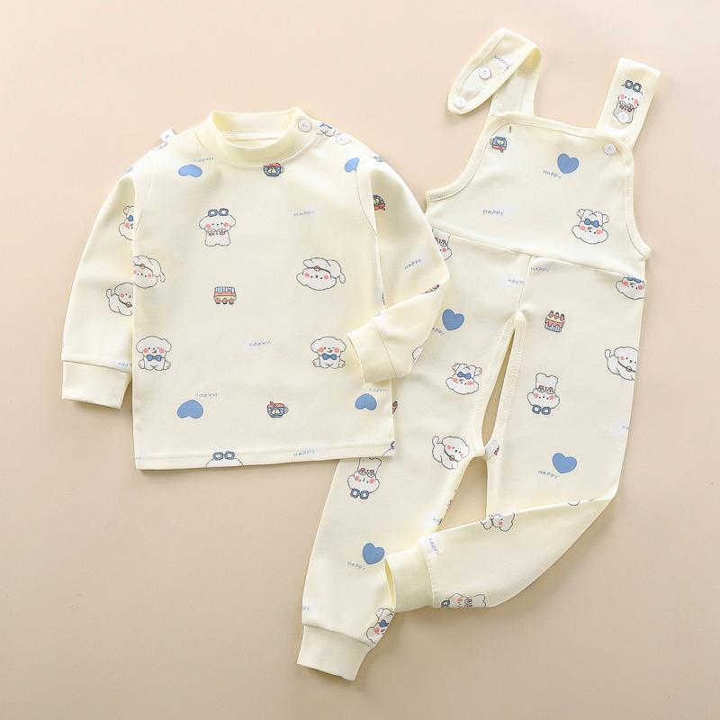 子供用インナー 上下セット 春秋 ベビー服 背当て付きパンツ パジャマ 綿 73CM 80cm 90cm 100cm 110cm 120cm 130cm パンダ 犬 キツネ クマ ライオン ネコ イチゴ 恐竜 サメ 車