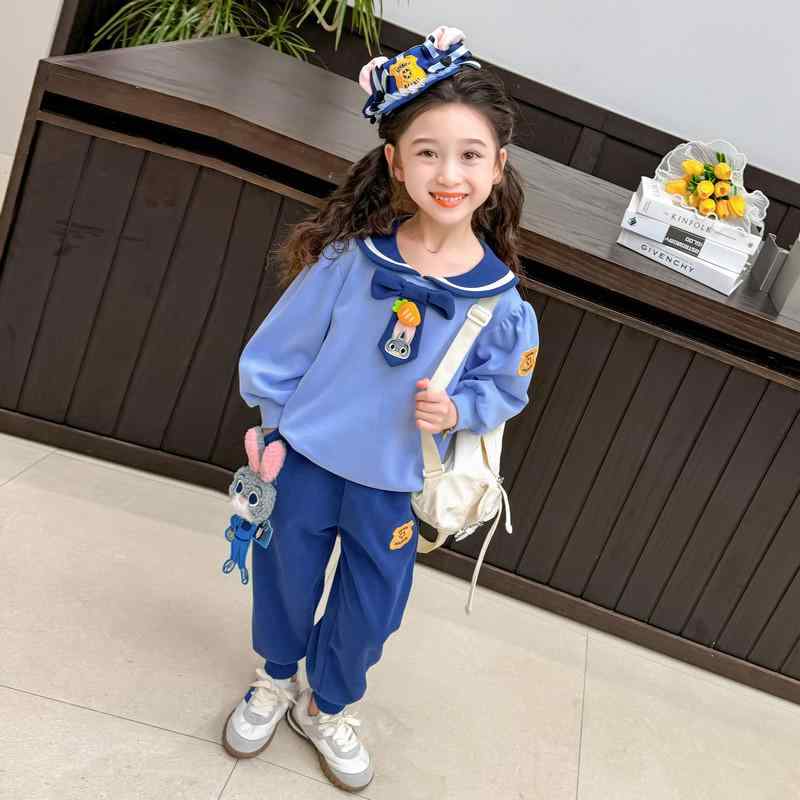 子供服 フォーマルスーツ 女の子 ジュディ 警察官 コスプレ 学院風 春秋 セットアップ 長袖トップス パンツ 青 ブルー 帽子付き かわいい おしゃれ ハロウィン パーティー イベント