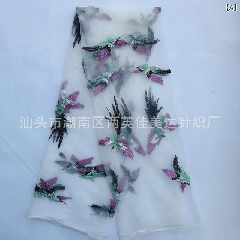 生地 網レース 多色 刺繍入り 子供服 女の子 ドレス ワンピース 舞台衣装 飛鳥柄 立体刺繍 薄手 春夏 パープル 紫色 ベージュ ブラック 黒 ホワイト 白・素材: ポリエステル