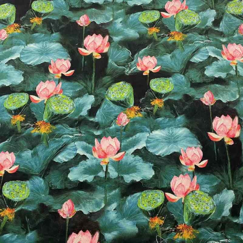 生地・布地 子供服 チャイナドレス ワンピース 全面コットン デジタルプリント 3D 立体 油絵風 中国風 ..