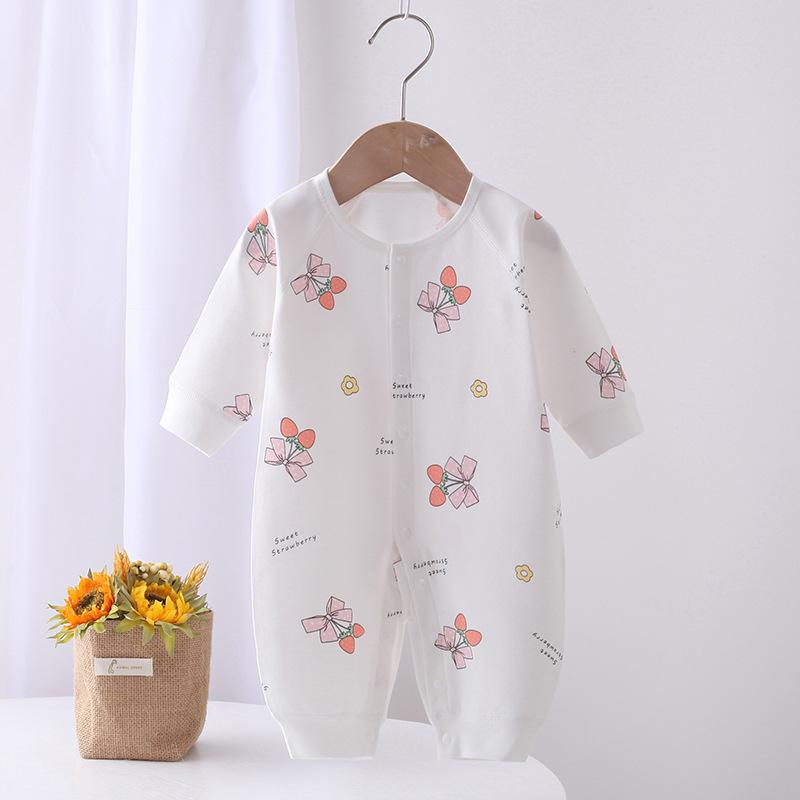 ベビー服 春秋 ロンパース 新生児 ベビー 長袖 綿 カバーオール かわいい 無地 アニマル柄 カジュアル 男の子 女の子 59cm 66cm 73cm 80cm 90cm(x3)