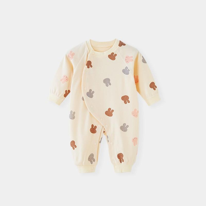 ロンパース ベビー A類 コットン 新生児 長袖 カバーオール 春秋冬 杏色 柿 小熊 小樹 小兔 カキ熊 象 ..