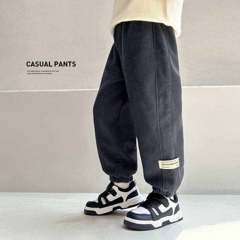 子供用パンツ 男の子 裏起毛パンツ コーデュロイパンツ 冬 中厚手 ポリエステル 普段着 ロングパンツ ブラック グレー カーキ