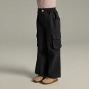 子供用パンツ 女の子 春秋物 カジュアルパンツ コットン ゆったり ワイドレッグ ワークパンツ 無地 杏色 ダークグレー(x2)