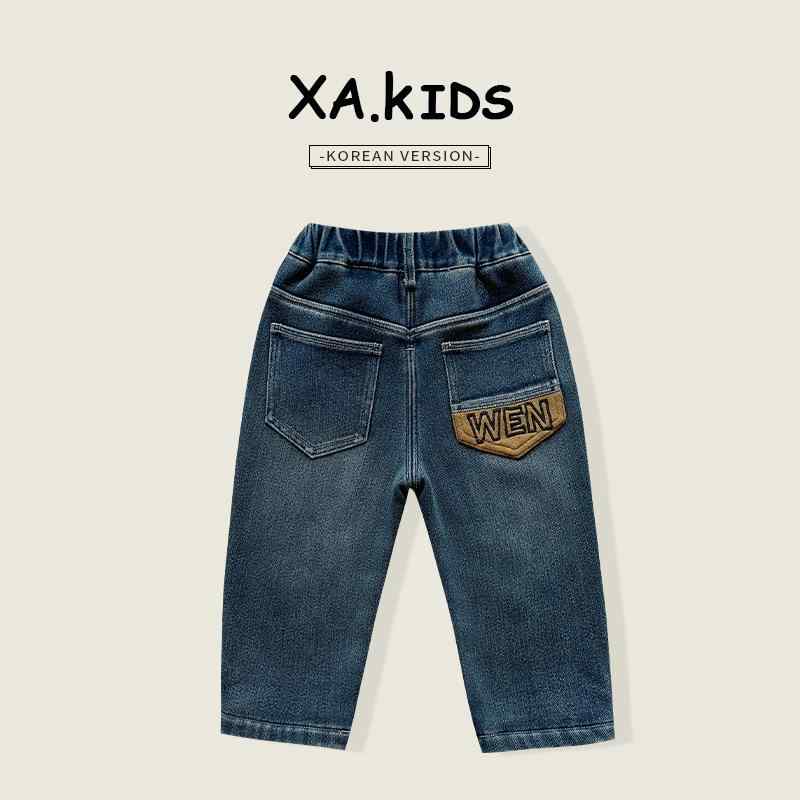 子供用パンツ キッズ デニムパンツ ロングパンツ 男の子 パッチワーク 裏起毛 90cm 100cm 110cm 120cm ..