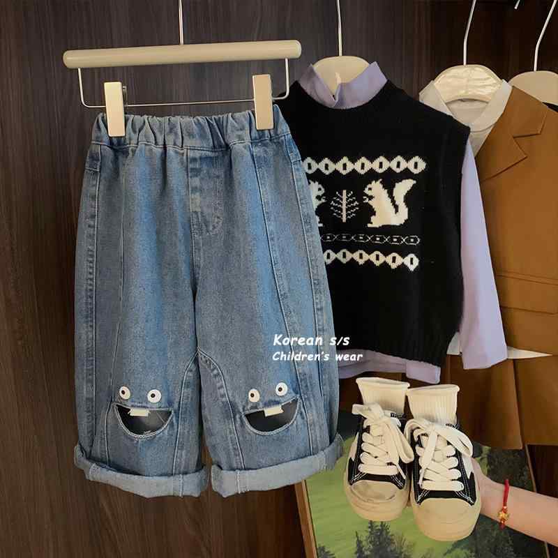 子供服 パンツ ガールズ デニムパンツ ロングパンツ 春秋 中小 बच्चोंの ゆったり かわいい カジュアル..