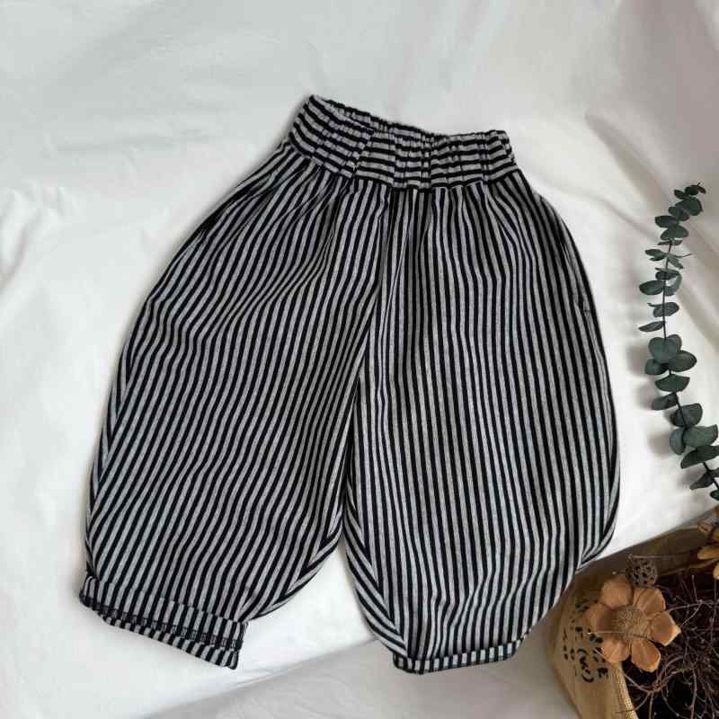 子供用パンツ ボーイズ ガールズ ストライプ柄 バルーンパンツ コットン 涼しい 夏 韓国 80 90 100 110..