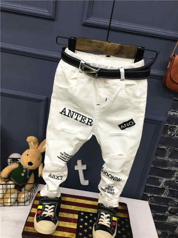 子供服 パンツ 男の子 秋物 韓国 ダメージ加工 レタープリント カジュアル ロングパンツ ズボン ブラッ..