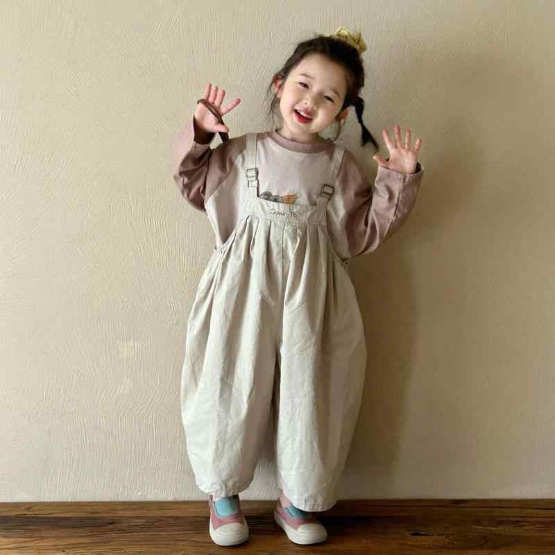 子供服 女の子用背带裤 コットン ロングパンツ アルファベット刺繡 韓国 春秋 普段着 かわいい ガール..