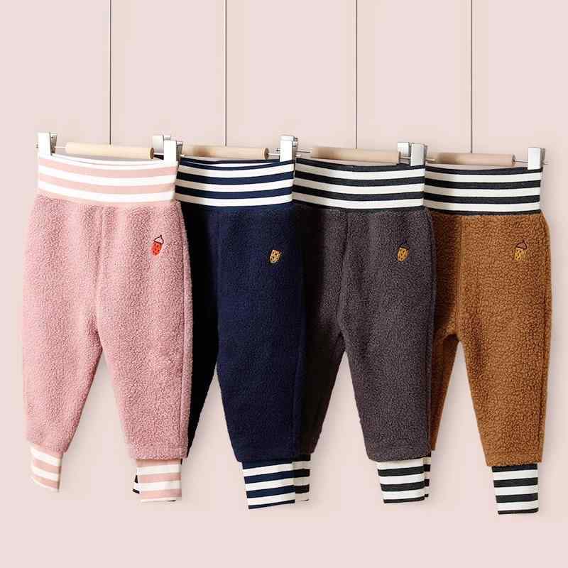 ベビー服 裏起毛 カジュアルパンツ 赤ちゃん 高腰 腹巻 パンツ 子供服 秋冬 長ズボン 綿 ズボン ピンク系 いちご柄