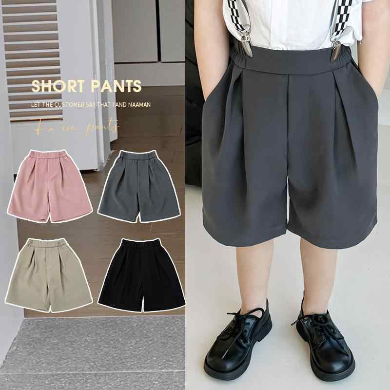 子供服 ハーフパンツ 男女兼用 キッズ 無地 ウエストゴム パンツ 春夏 幼児 小学生 ピンク グレー カー..