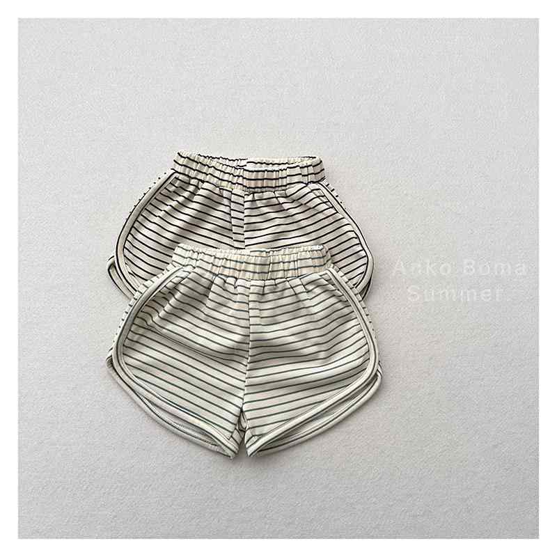 キッズ ハーフパンツ 薄手 ベビー ボーイズ ガールズ ストライプ柄 ショートパンツ スポーツ カジュア..