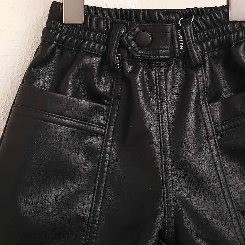 パンツ キッズ 女の子 PUレザー ショートパンツ キュロット Aライン ワイドレッグ ハイウエスト 黒 ブラック 茶色 ブラウン 無地 伸縮性 秋冬