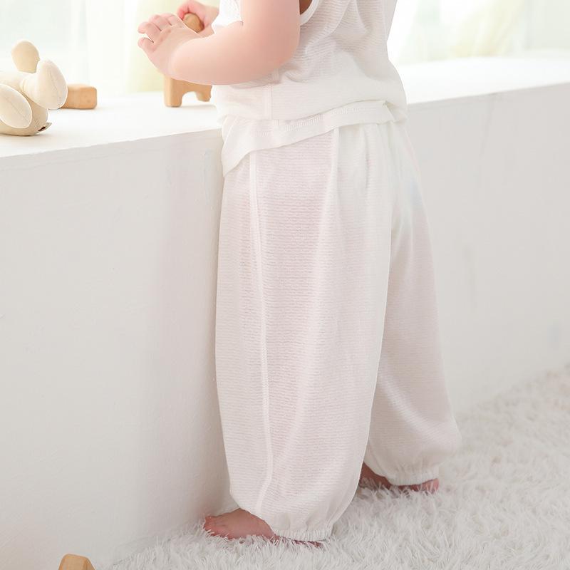パンツ ベビー キッズ 子供 竹繊維 蚊除け 接触冷感 薄手 長ズボン 春夏 ミントグリーン ピンク アイボ..