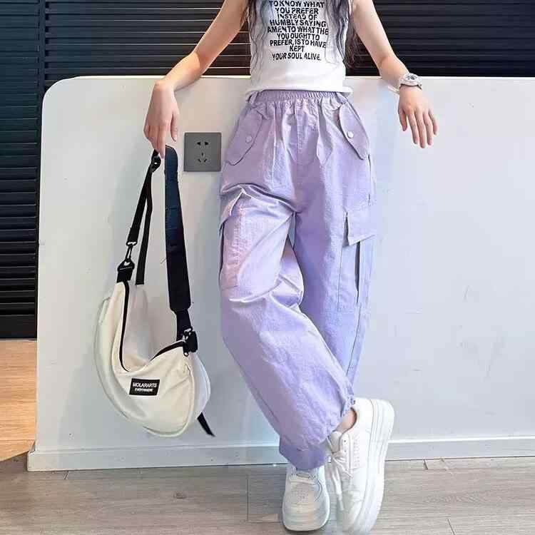 子供用パンツ ガールズ 春秋 薄手 カジュアルパンツ ワイドパンツ 120cm 130cm 140cm 150cm 160cm 170c..