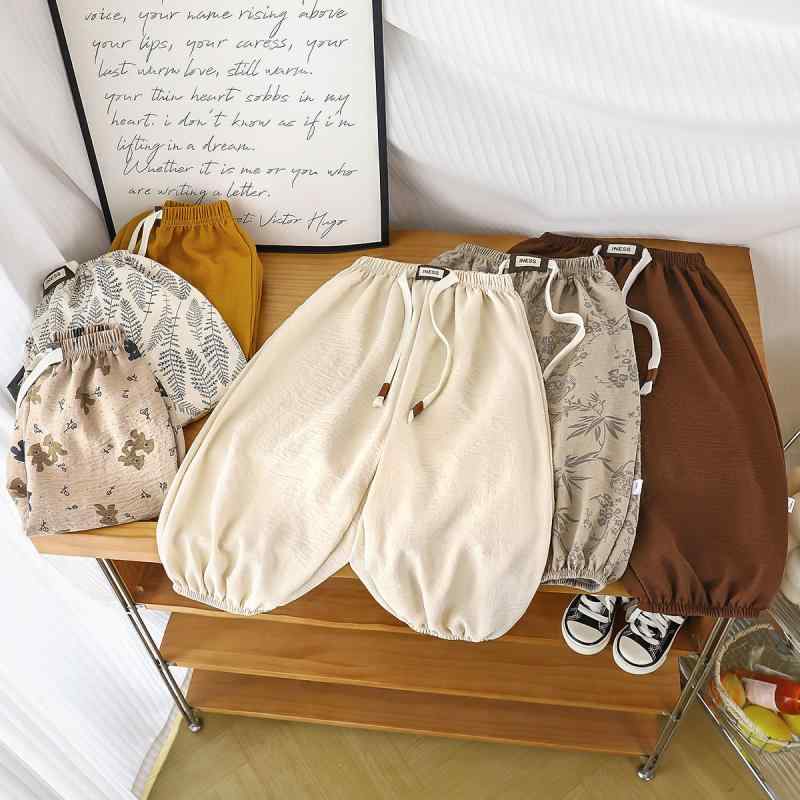 子供用パンツ 春夏 韓国 男女兼用 無地 蚊除け 裾絞りパンツ ズボン ボトムス 接触冷感 伸縮性 普段使い 部屋着