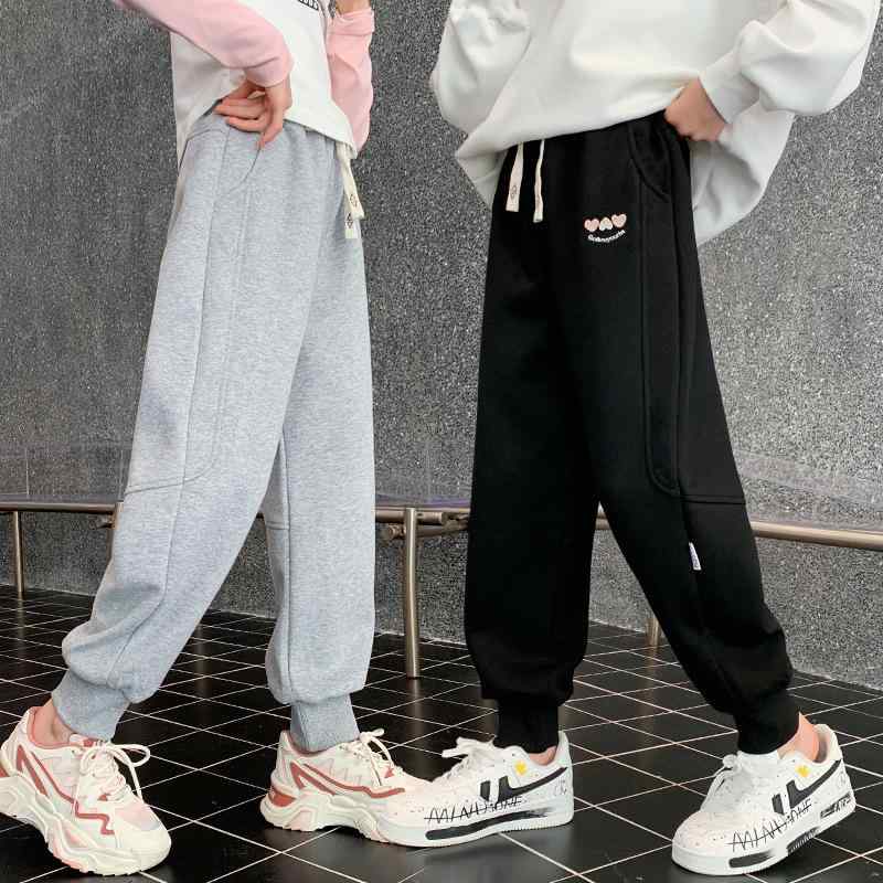 子供服 スポーツパンツ 女の子 長ズボン 中大童 春秋 綿混紡 ブラック グレー 120cm 130cm 140cm 150cm..