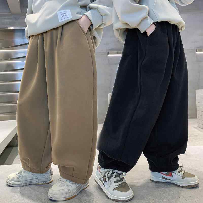 子供用パンツ 男の子 ワイドレッグパンツ 春秋 スポーツパンツ ウエストゴム ブラック カーキ 120cm 13..